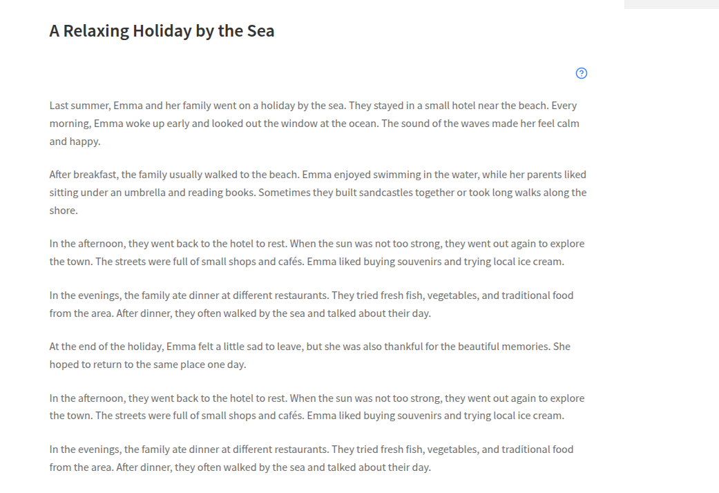 Published article with quiz help icon visible