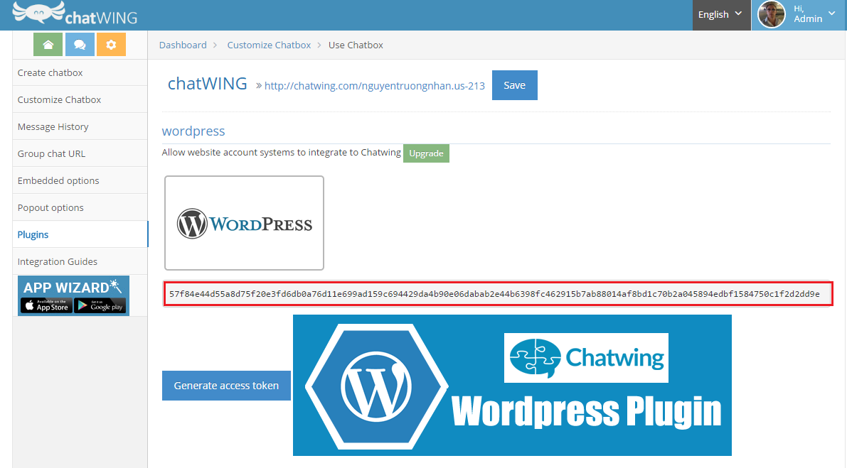 Customize chatbox settings in chatwing