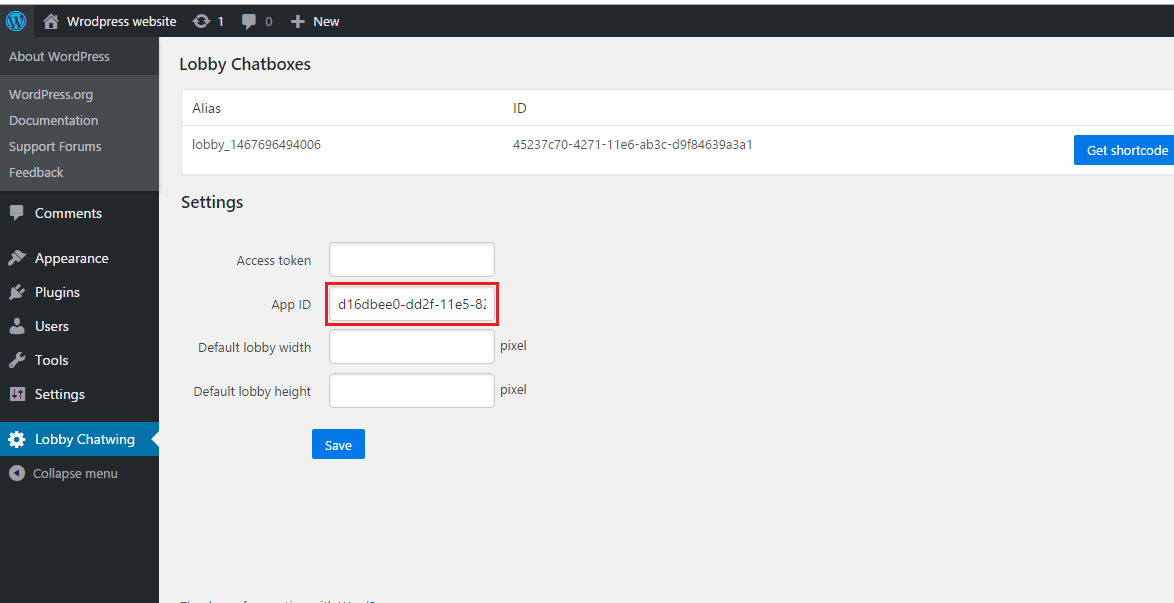 Get application ID and insert it in App ID textbox
