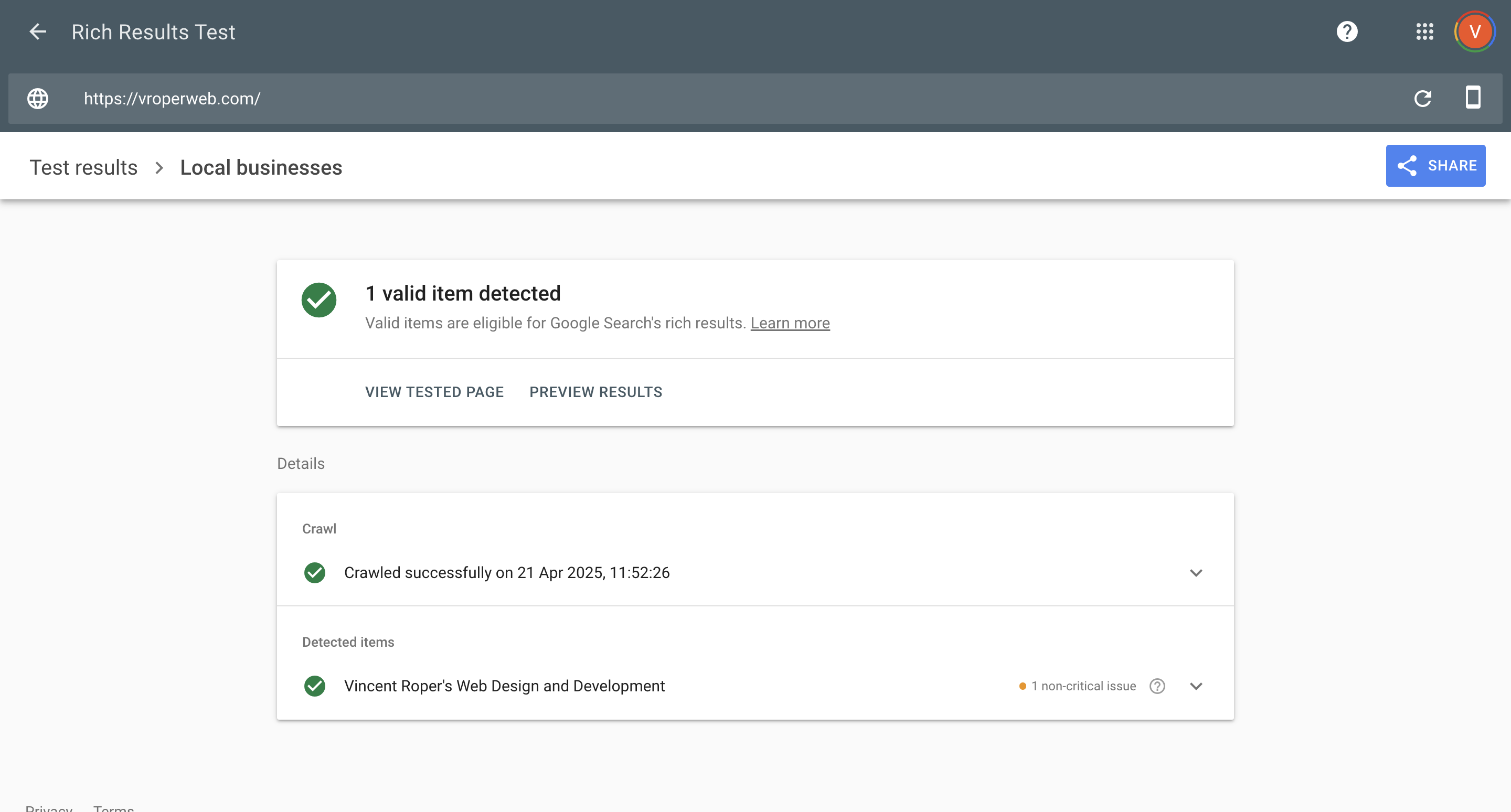 Google validation - Passing rich results test