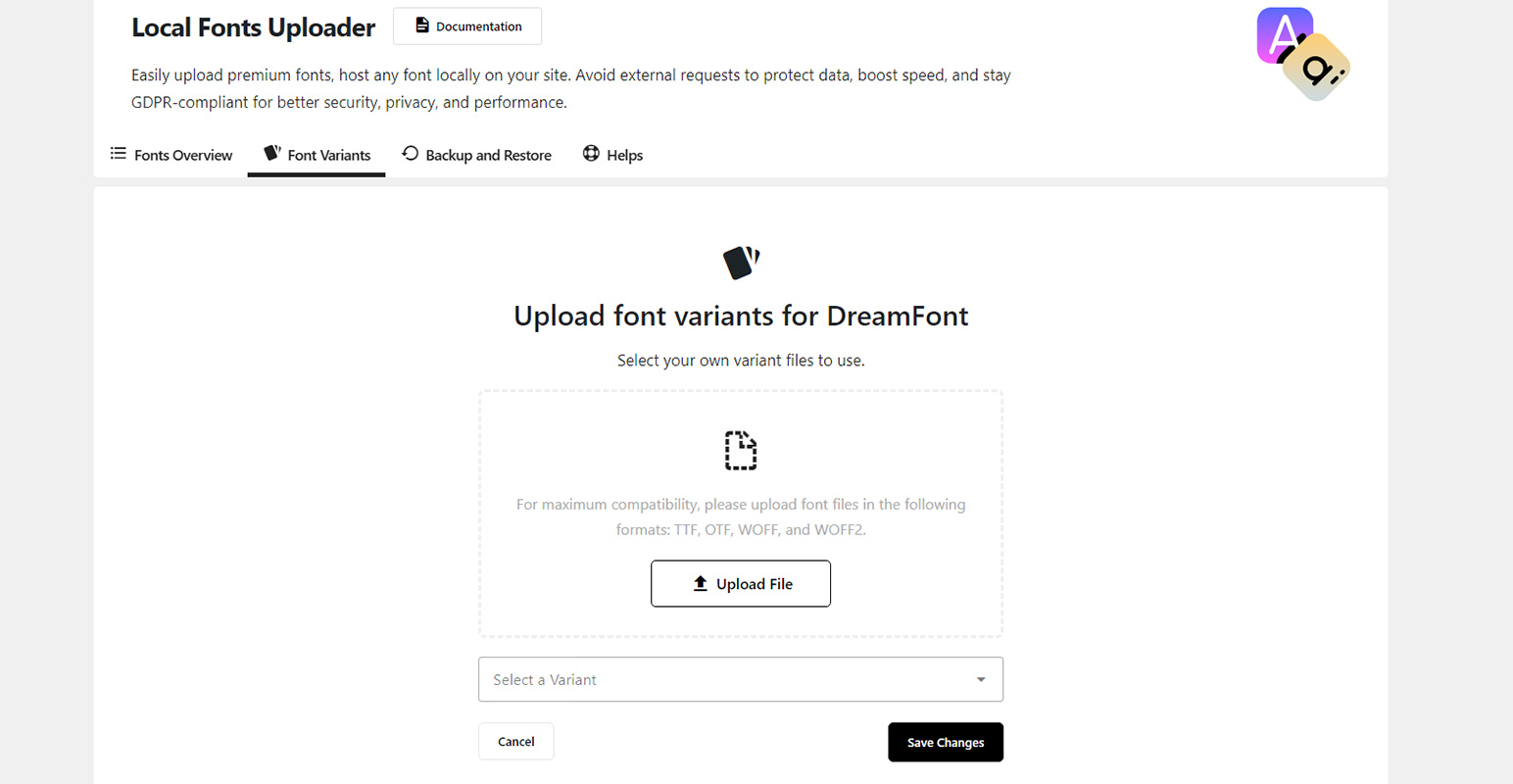 Upload Font Variants