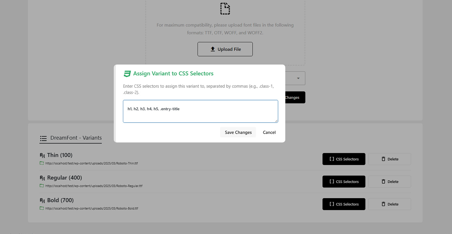 Assign Font Variant to CSS Selector