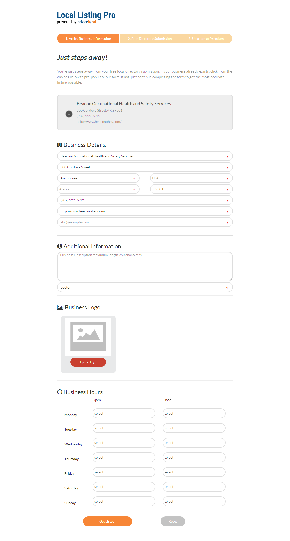 Local Listing Pro Submit New Business