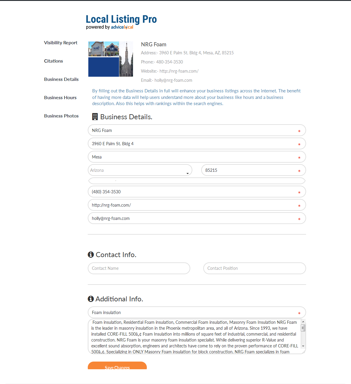 Local Listing Pro Update Business Details