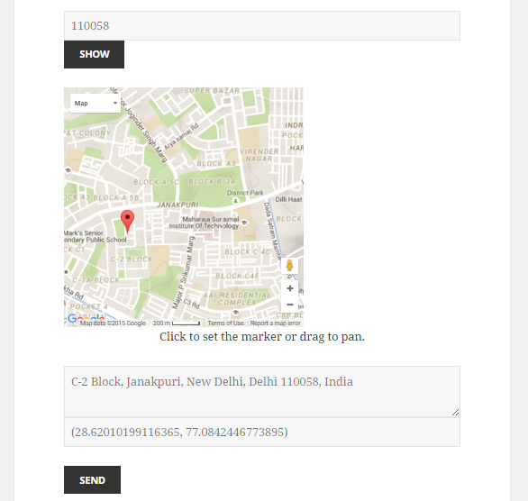 After click on map populated data on contact form 7.