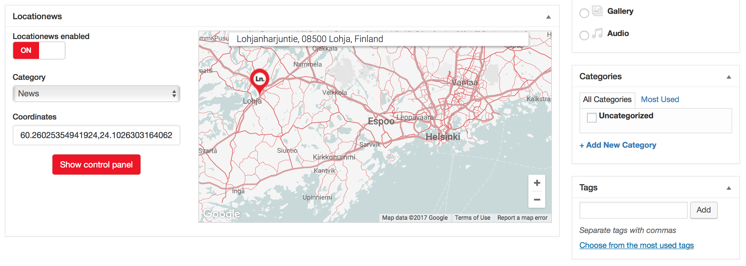 Locationews Meta Box