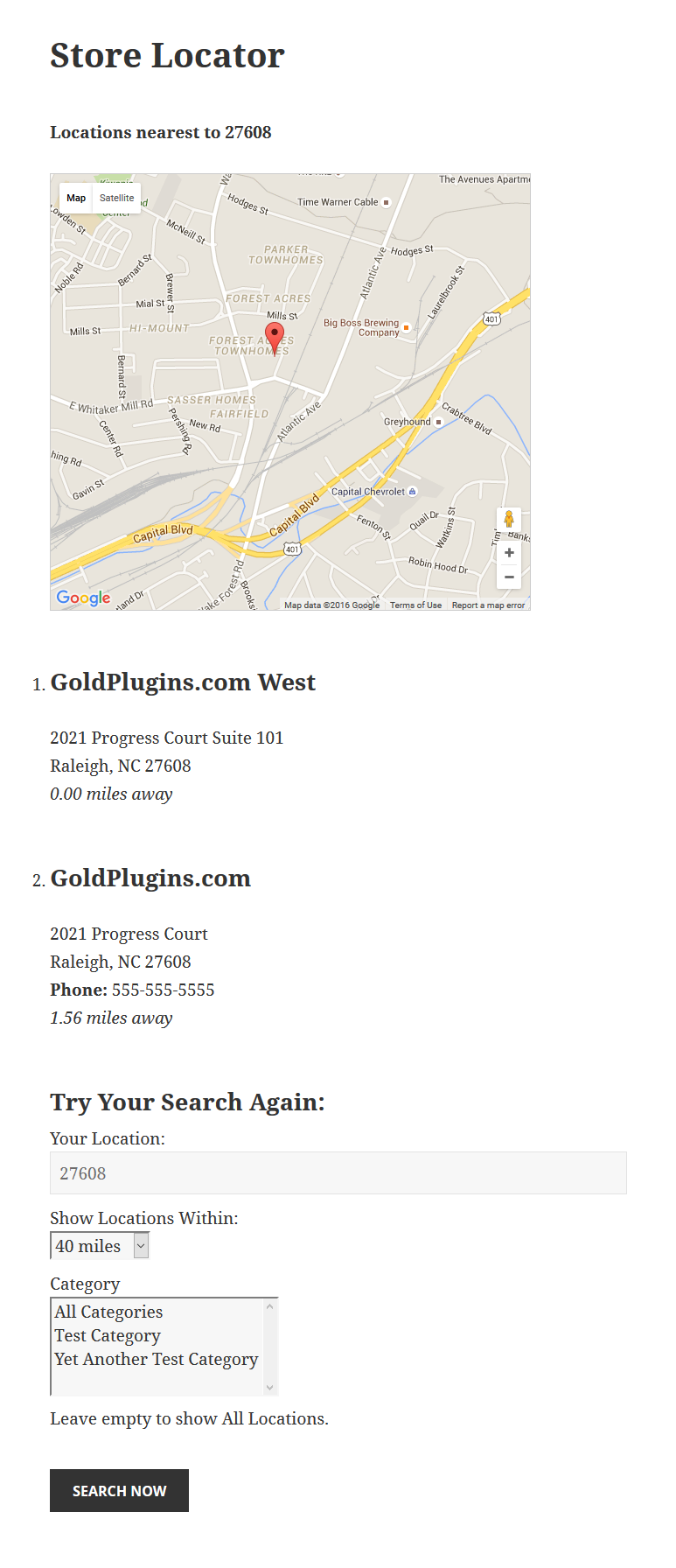 This is the List of Locations Widget.