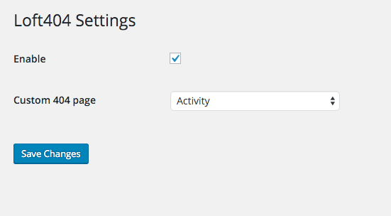 Loft404 settings page