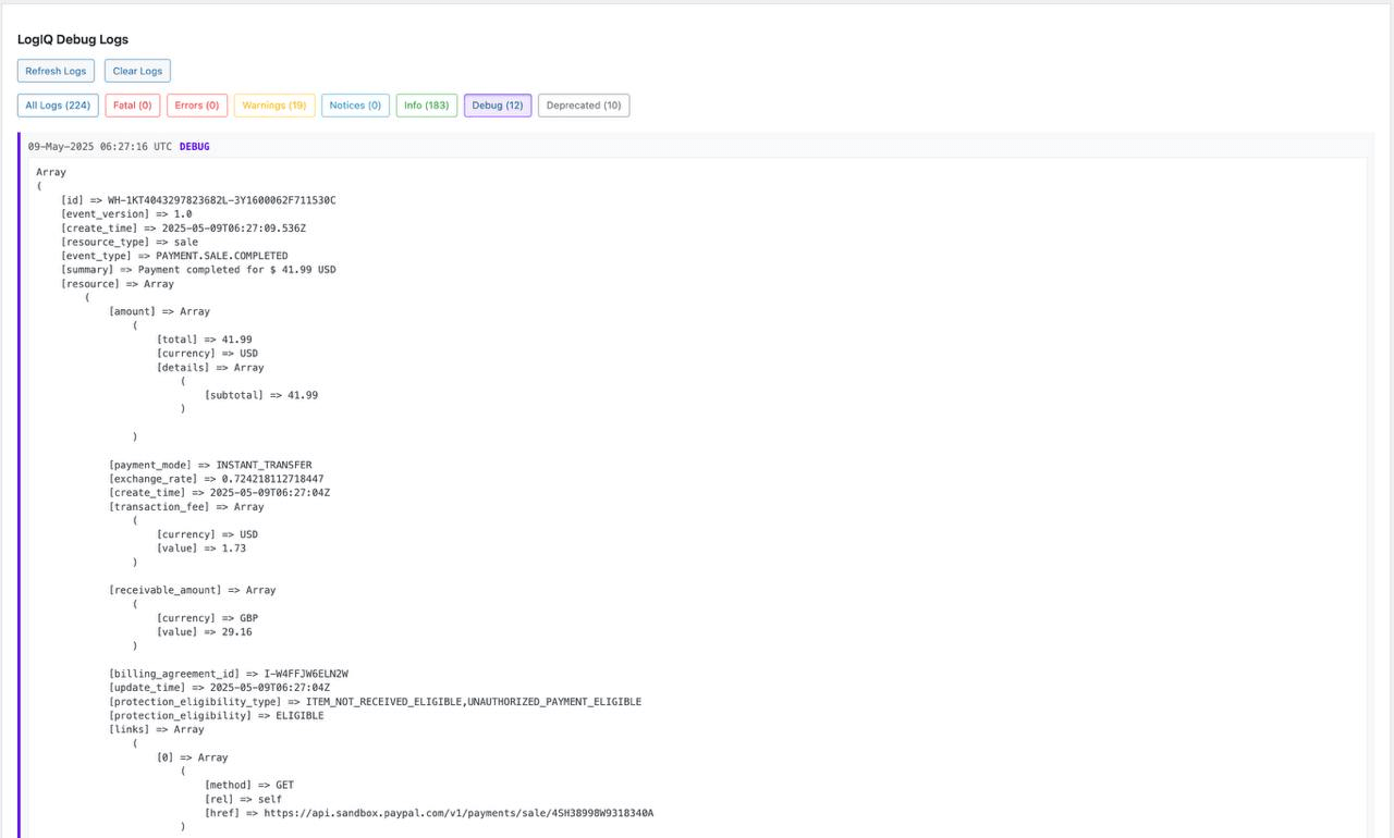 Complex log data
