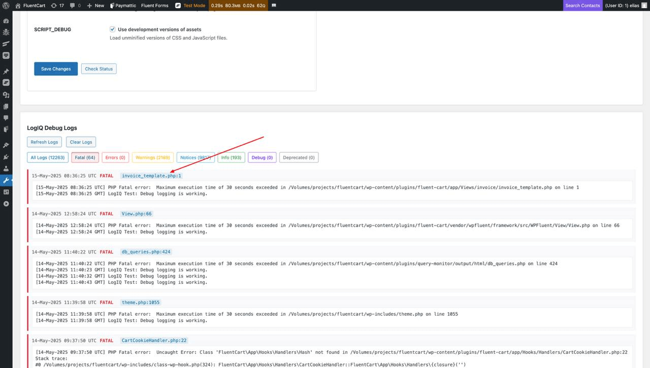Clickable file links in log entries