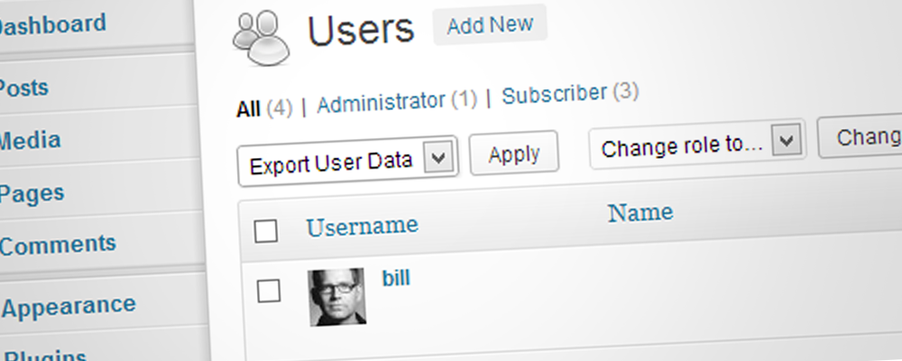Choose 'Export User Data' or 'Delete User Meta' and click Apply.
