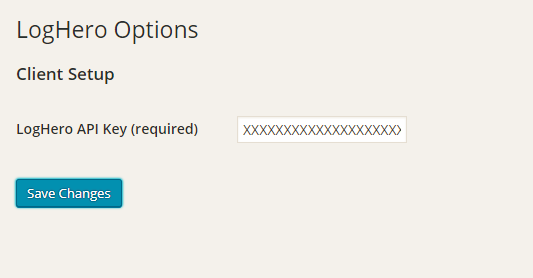Entering the API key in the Wordpress backend.