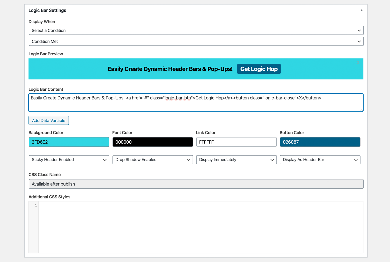 Logic Bar Builder - Header Bars & Pop-ups