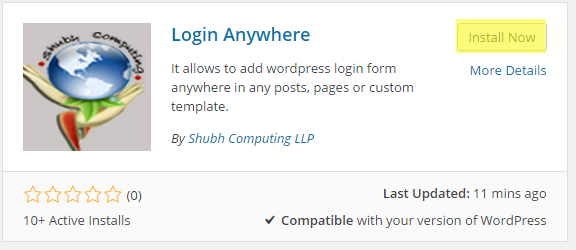 Search for Login Anywhere.