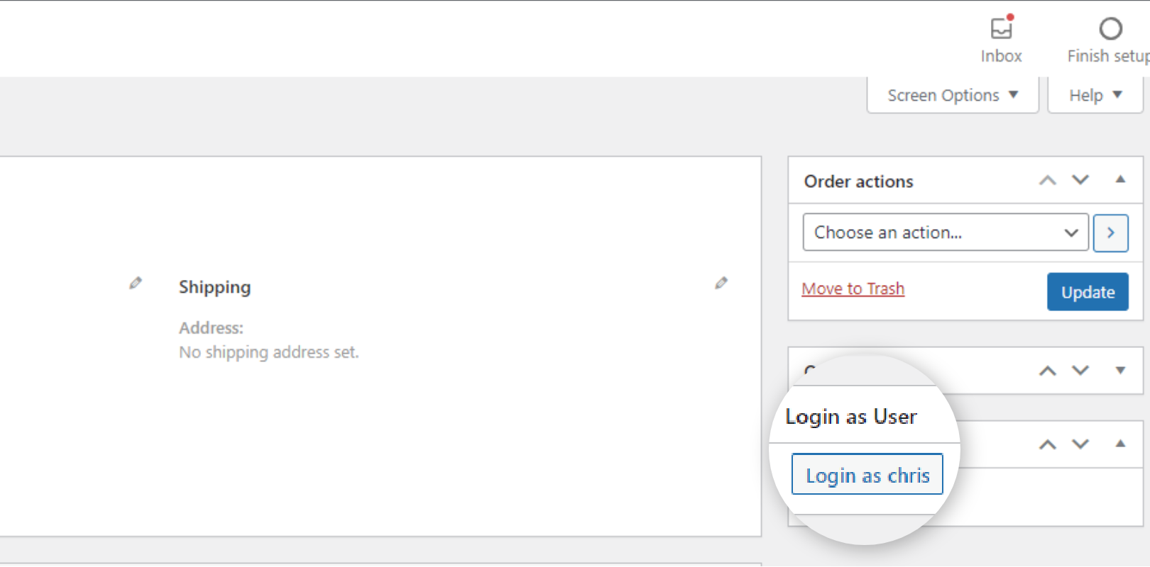 <b>WooCommerce Order Details Page: </b>If you want to check the details of a customer’s order? You can easily check the customer’s problem from his/her perspective by switching with the Login as User button on the WooCommerce order details page.