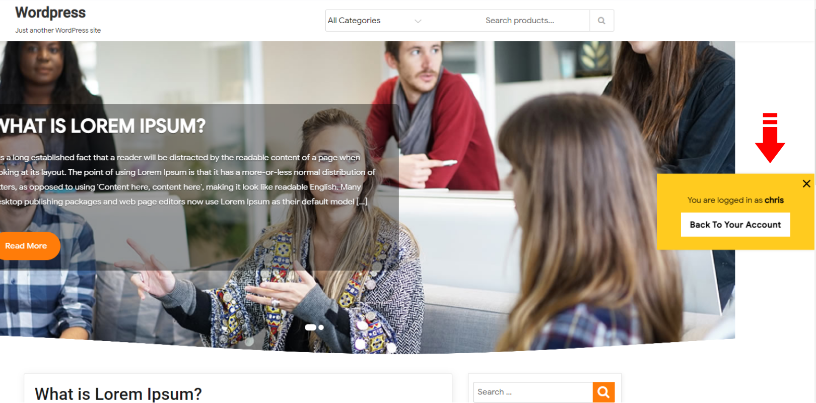 You will see this Sticky CTA after login as user, you can minimize this CTA. To get logout from the user's account and get back to your own account, you will have to click on the "Back To Your Account" Button.