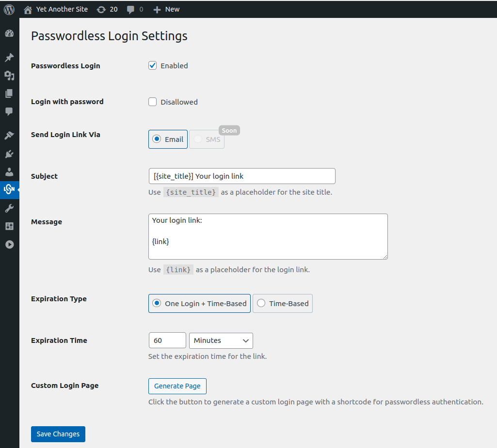 Custom Passwordless Login Form via Shortcode.