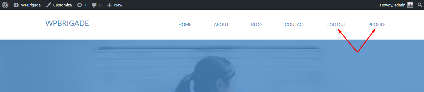 Logout and Profile Menu Item