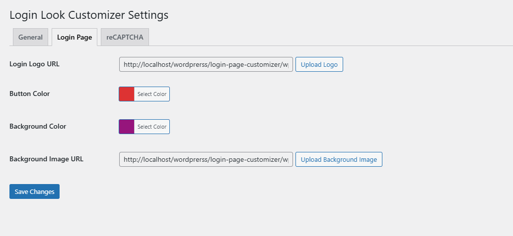 Customized WordPress Login Screen Example.