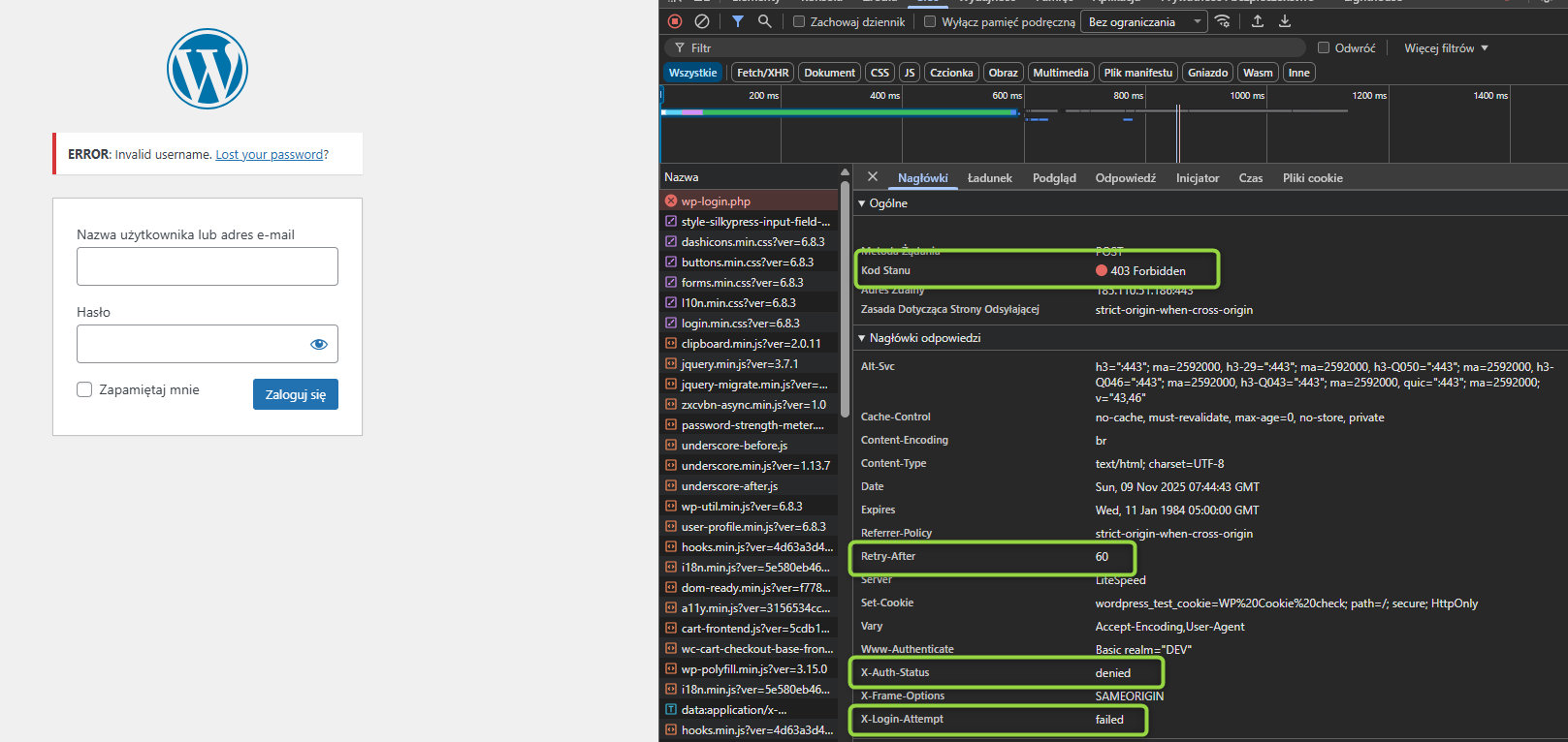 screenshot-2.png - Example of a failed login HTTP 403 response (shown in browser dev tools).