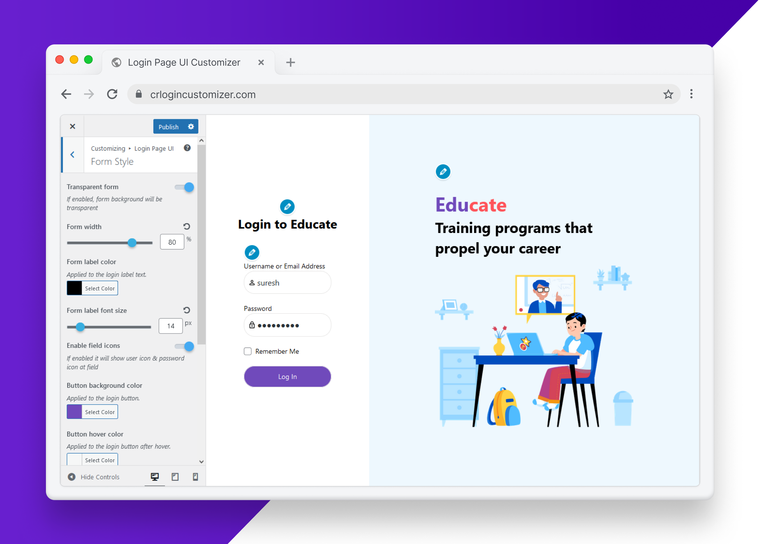 Login Page UI Customizer - Modify Text of Register Form