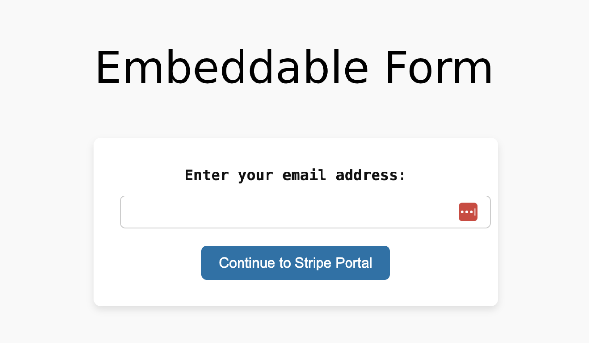 Embeddable Stripe Customer Portal login form based on shortcode