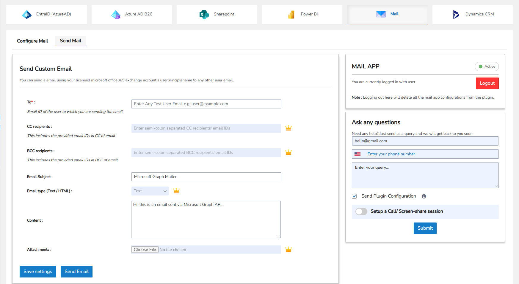 Send mail using Microsoft Graph API