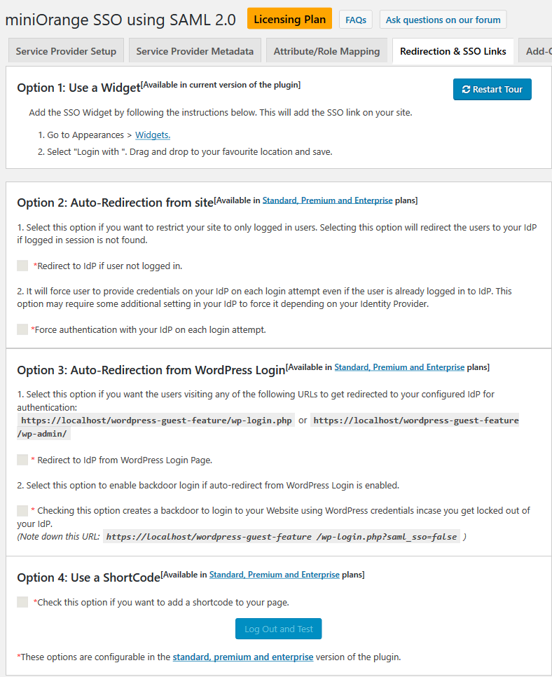 Add widget to enable Single Sign-on.
