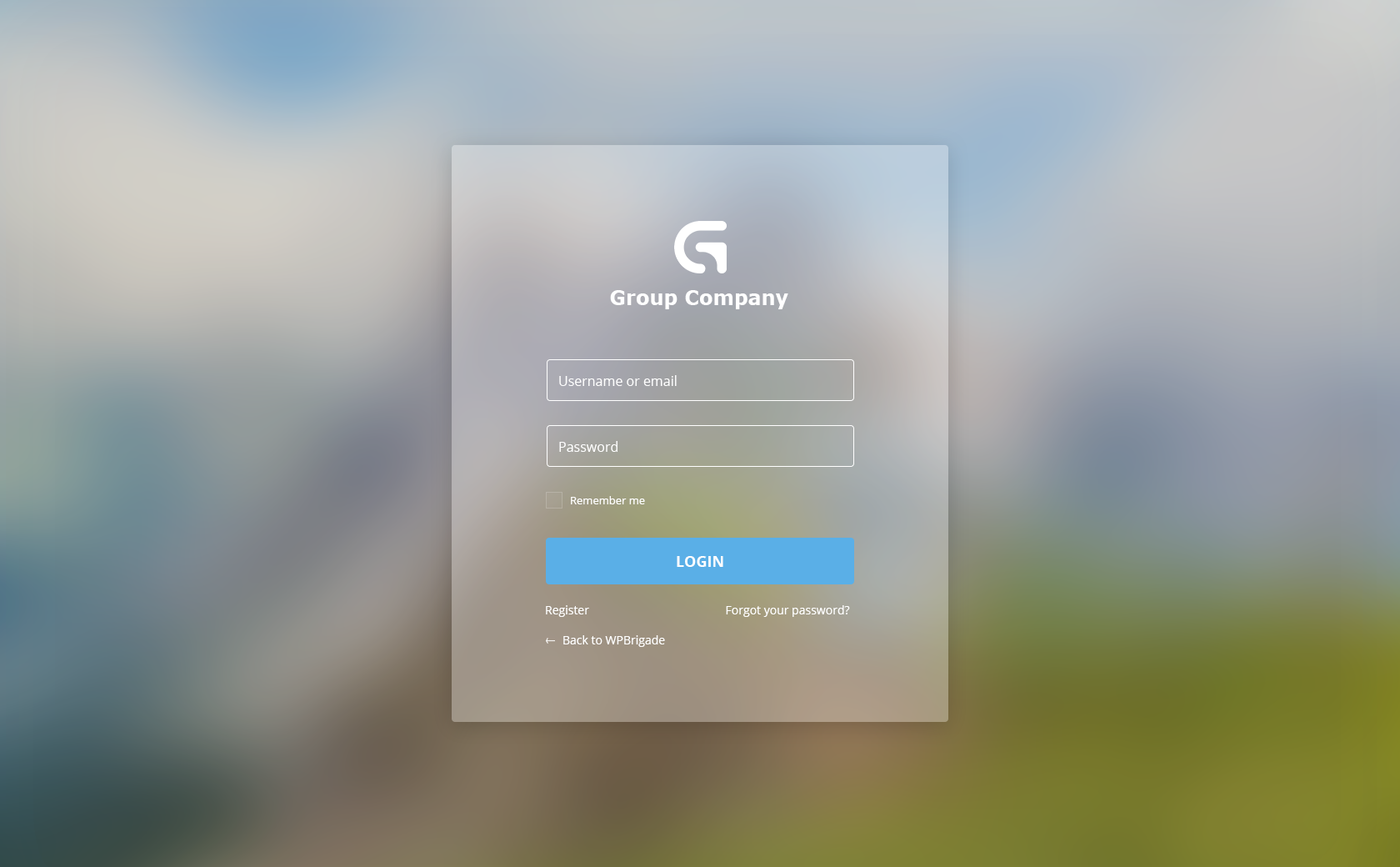 Custom Login page (Company theme) Example #3 with Captcha [Pro feature](https://loginpress.pro/pricing?utm_source=wp-org&utm_medium=screenshots&utm_campaign=pro-upgrade&utm_content=Company+theme)