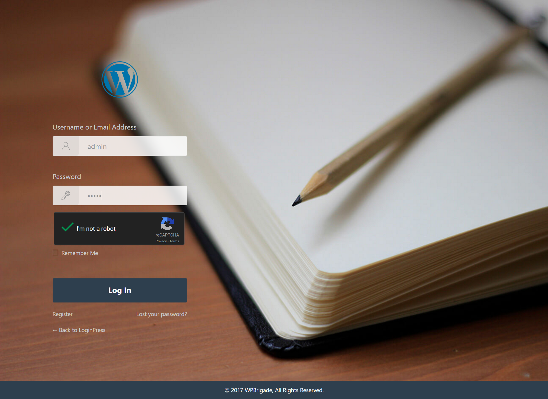 Custom Login page (Wedding theme) Example #9 [Pro feature](https://loginpress.pro/pricing?utm_source=wp-org&utm_medium=screenshots&utm_campaign=pro-upgrade&utm_content=Wedding+theme)