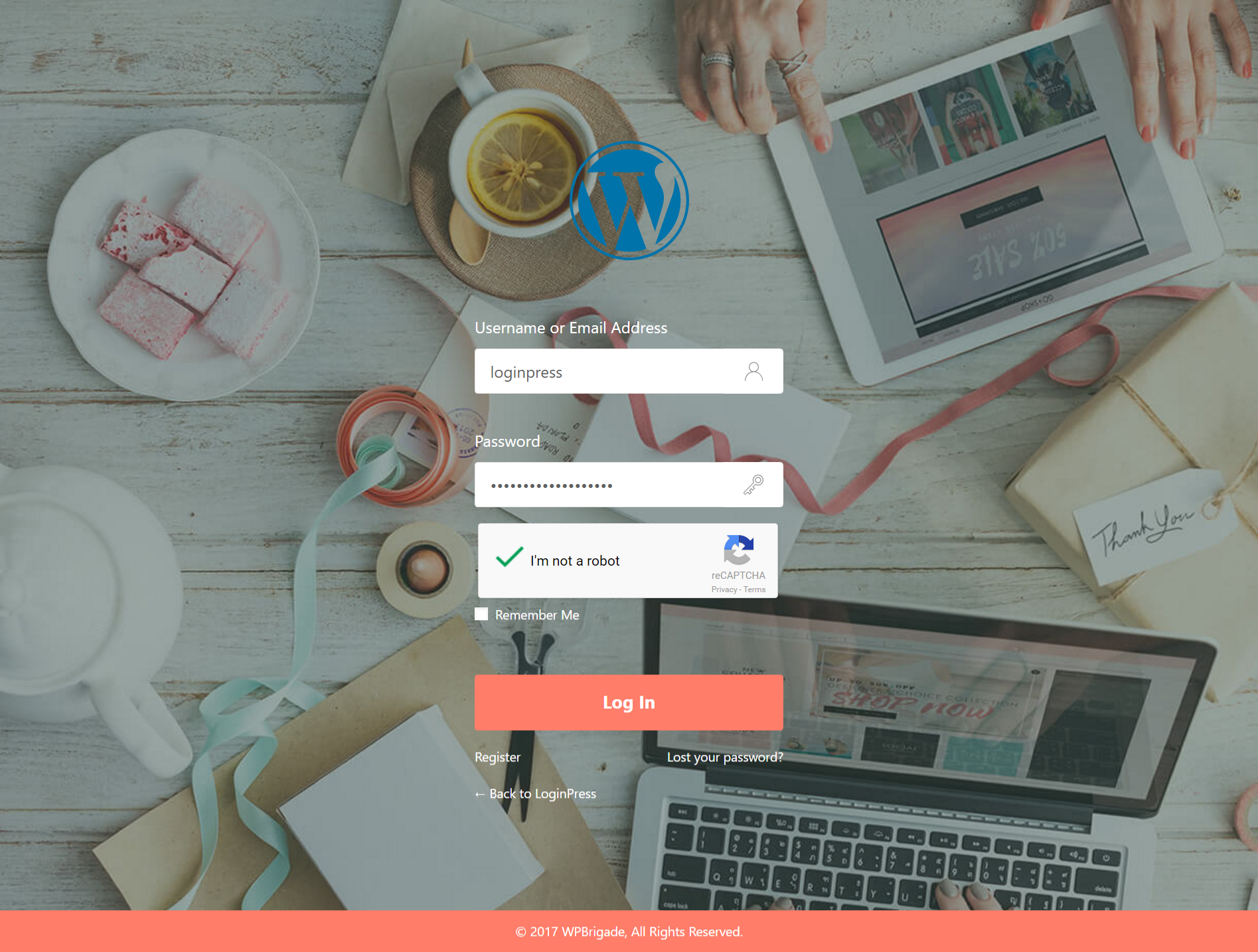 Custom Login page (Shopping theme) Example #14 [Pro feature](https://loginpress.pro/pricing?utm_source=wp-org&utm_medium=screenshots&utm_campaign=pro-upgrade&utm_content=Shopping+theme)