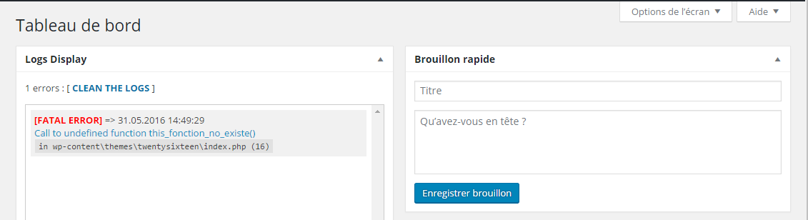 Go to the dashboard to see the logs widget