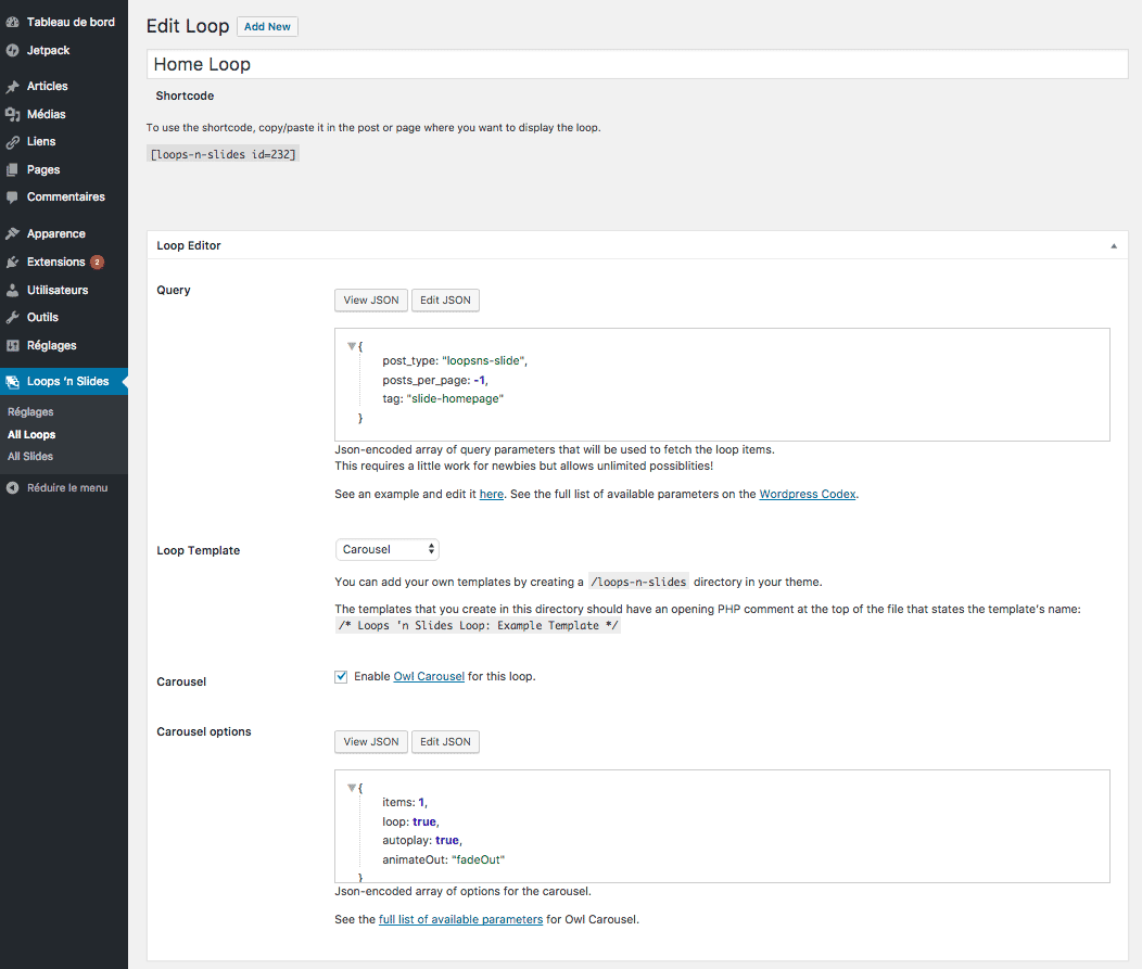 Loop editor metabox