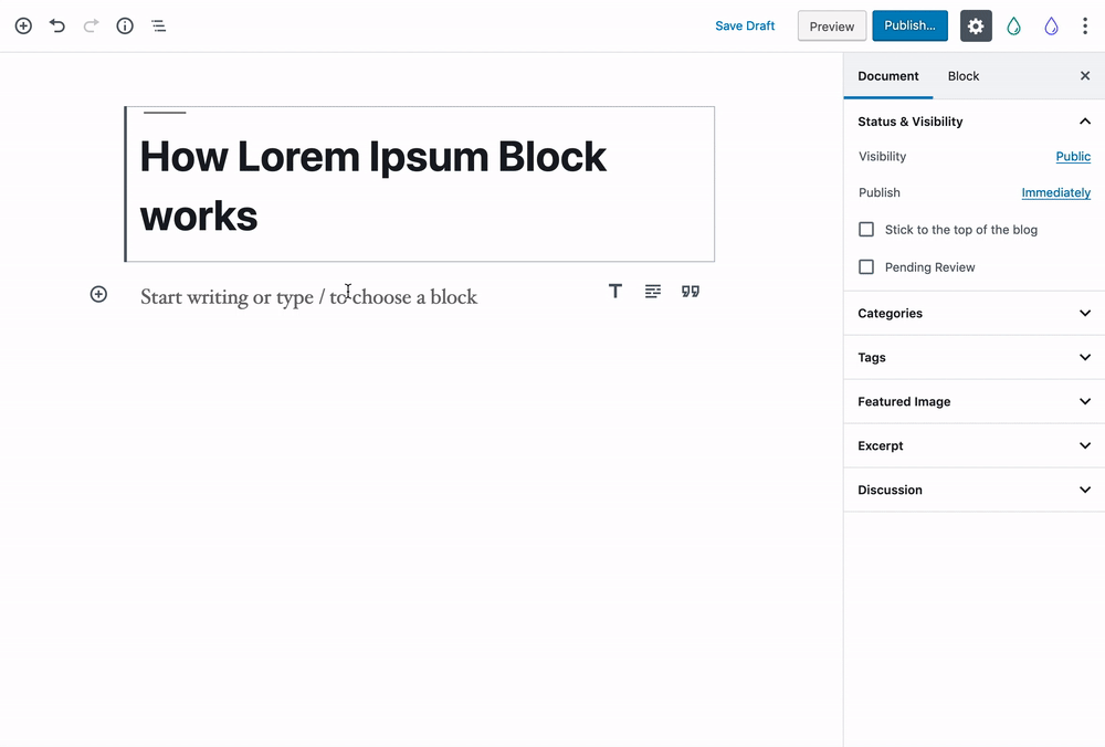 Lorem Ipsum Block Backend