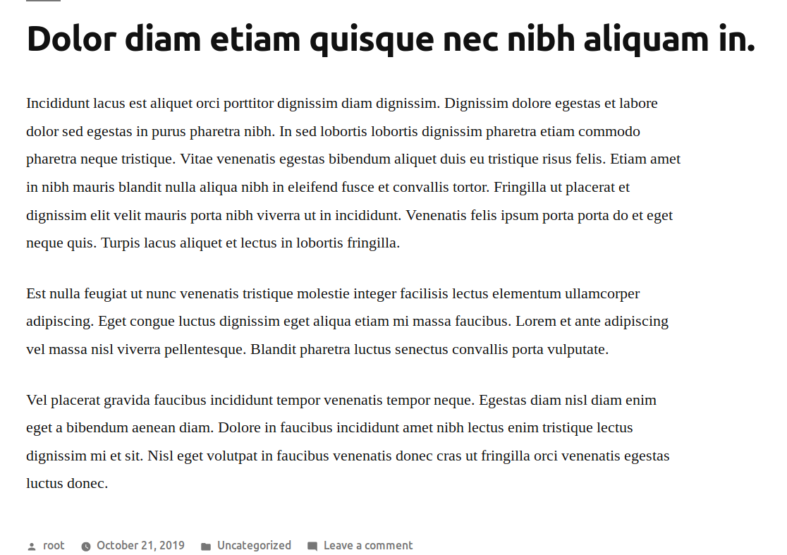 This screenshot shows auto generated content with default lorem-ipsum phrases
