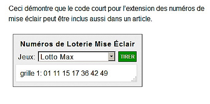 Sample of the Quick Pick form's French version.