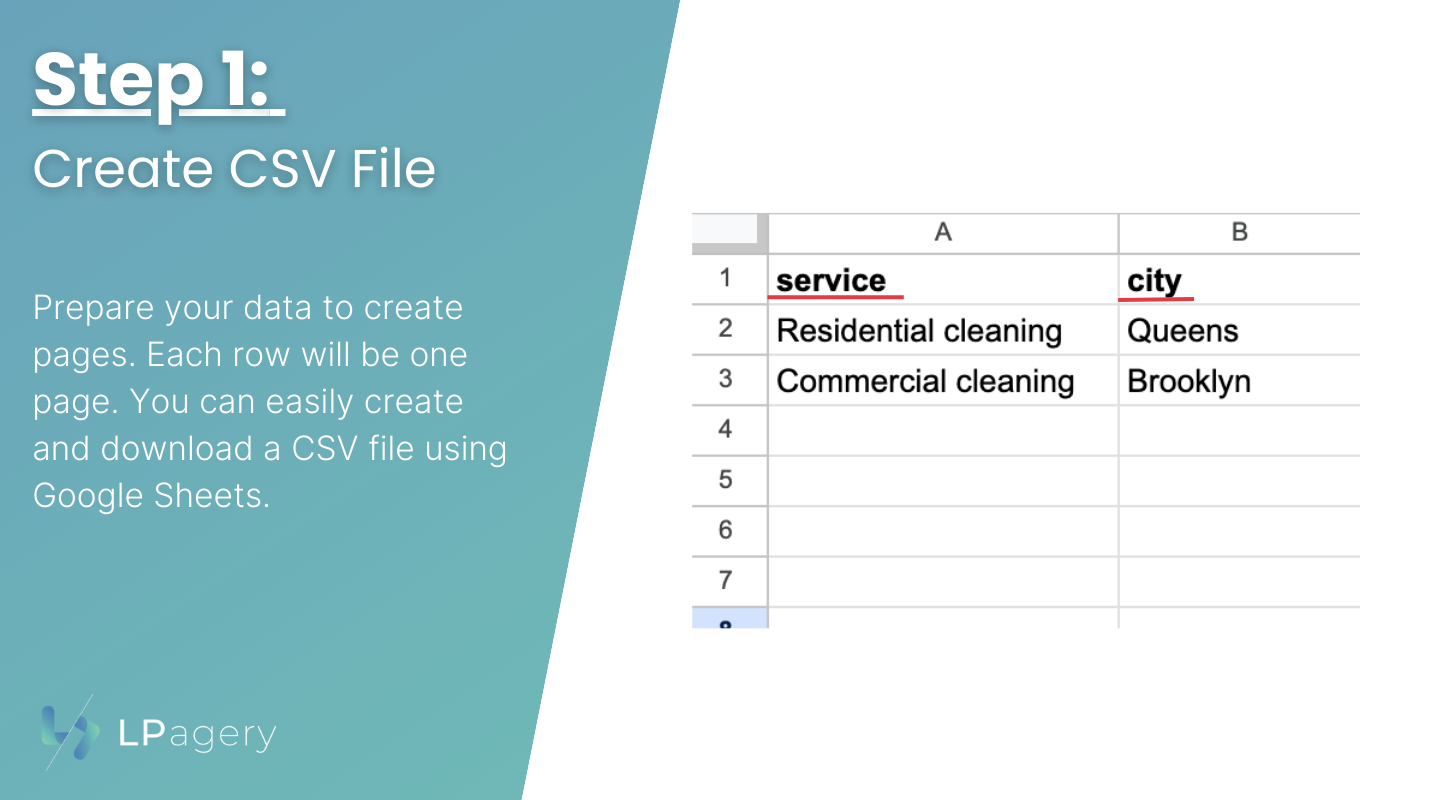 LPagery Step 1 Create a CSV File