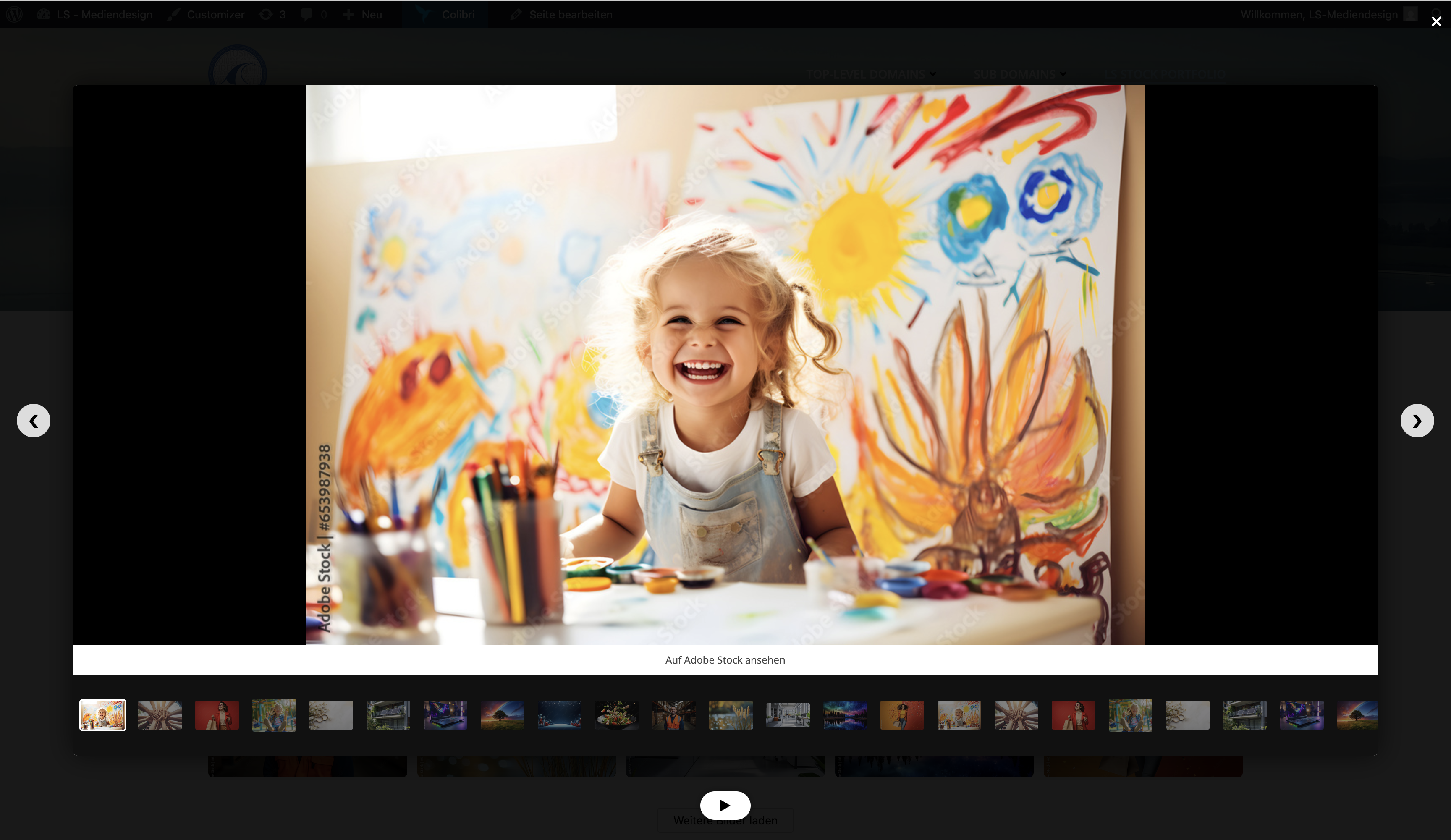 Lightbox preview with author credits
