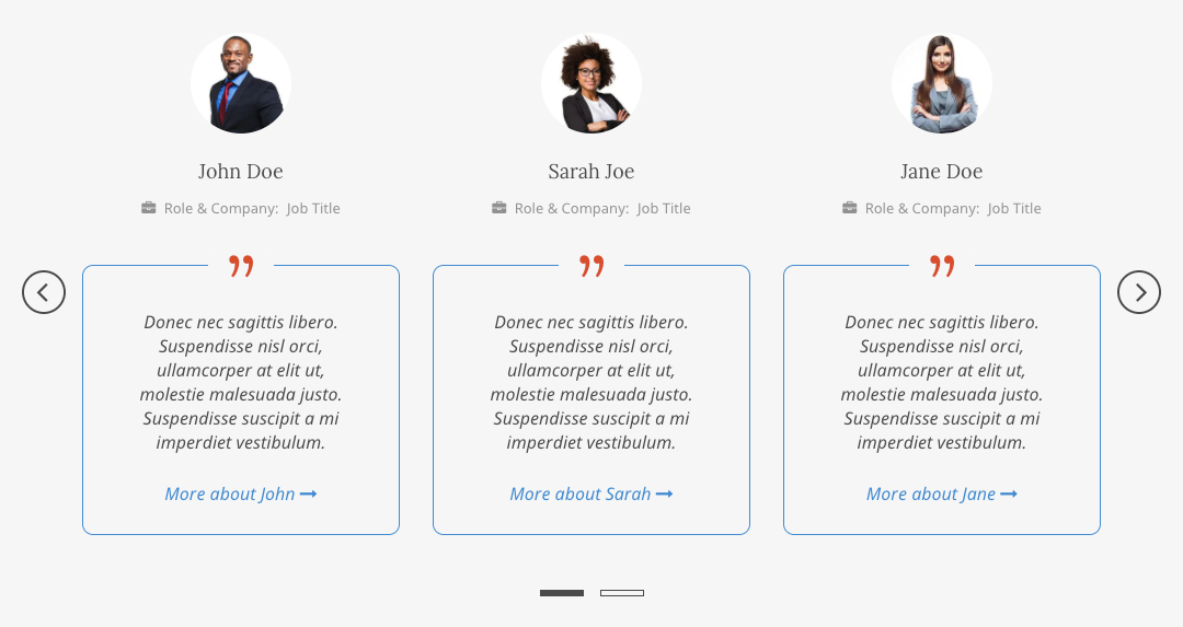 Testimonials block
