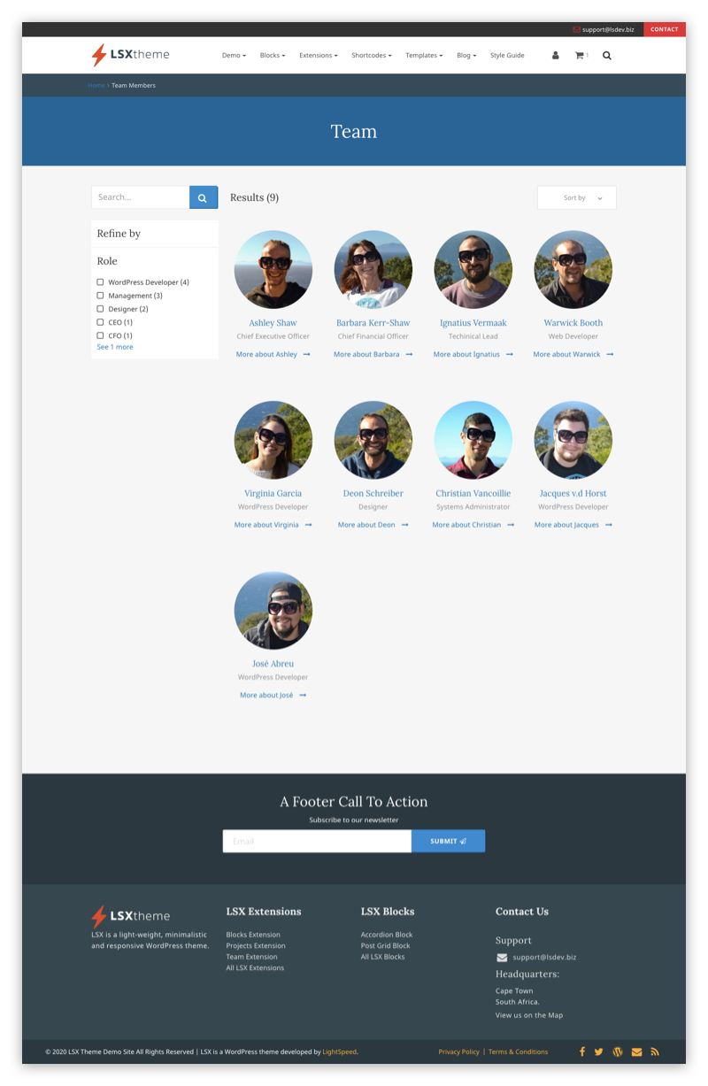 Team archive with LSX Search active