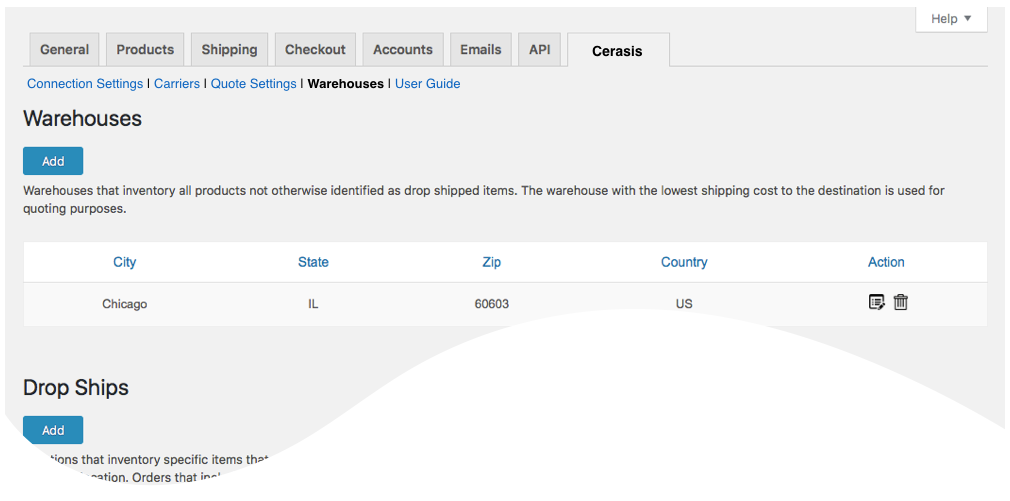 Quote settings page