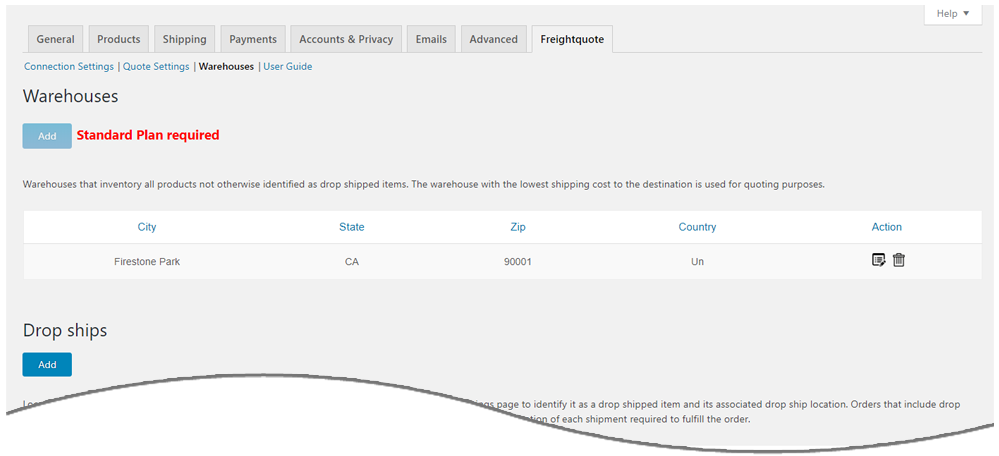 Quote settings page