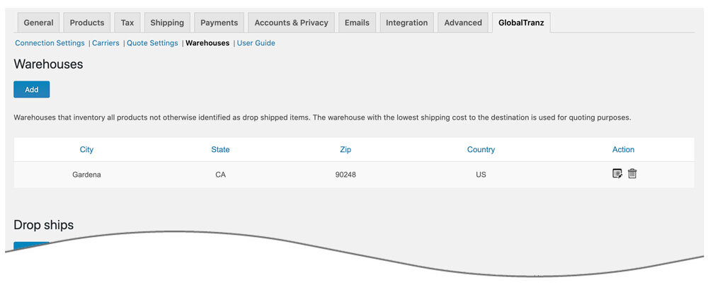 Quote settings page