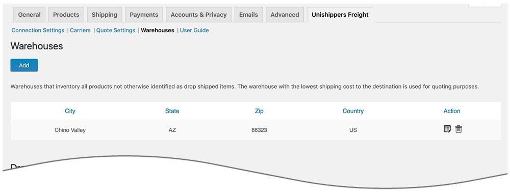 Quote settings page