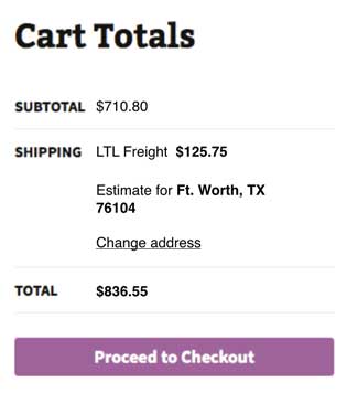 Quotes displayed in cart