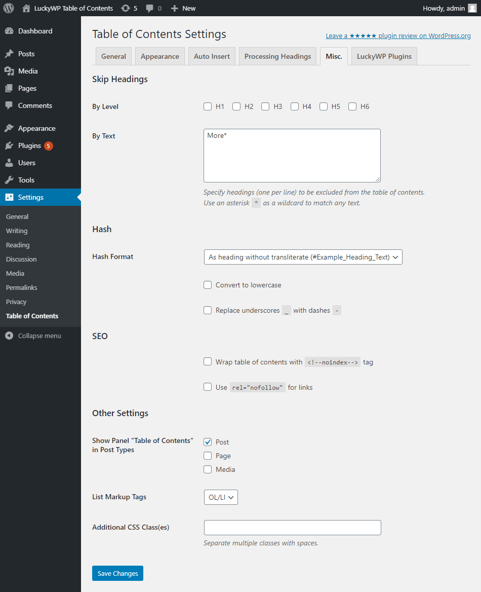 Classic Editor Support