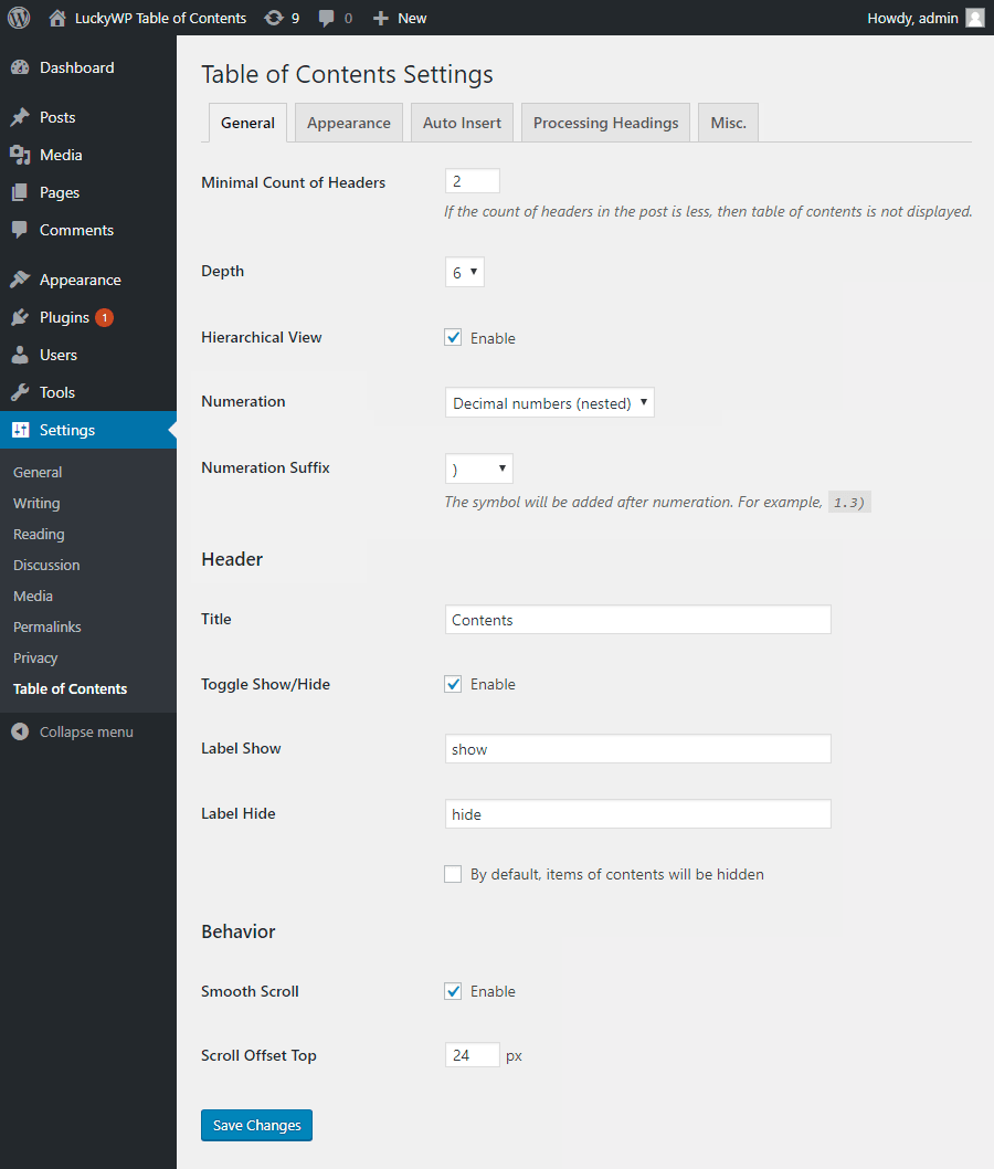 Auto Insert Settings