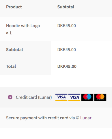 Checkout screen