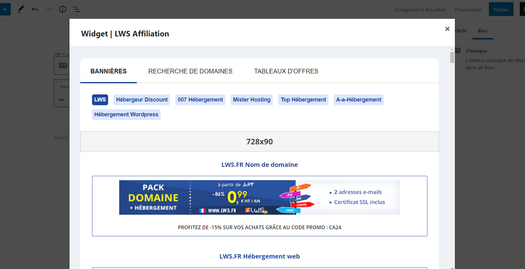 Affiliate Widget Popup Window: Add Banners