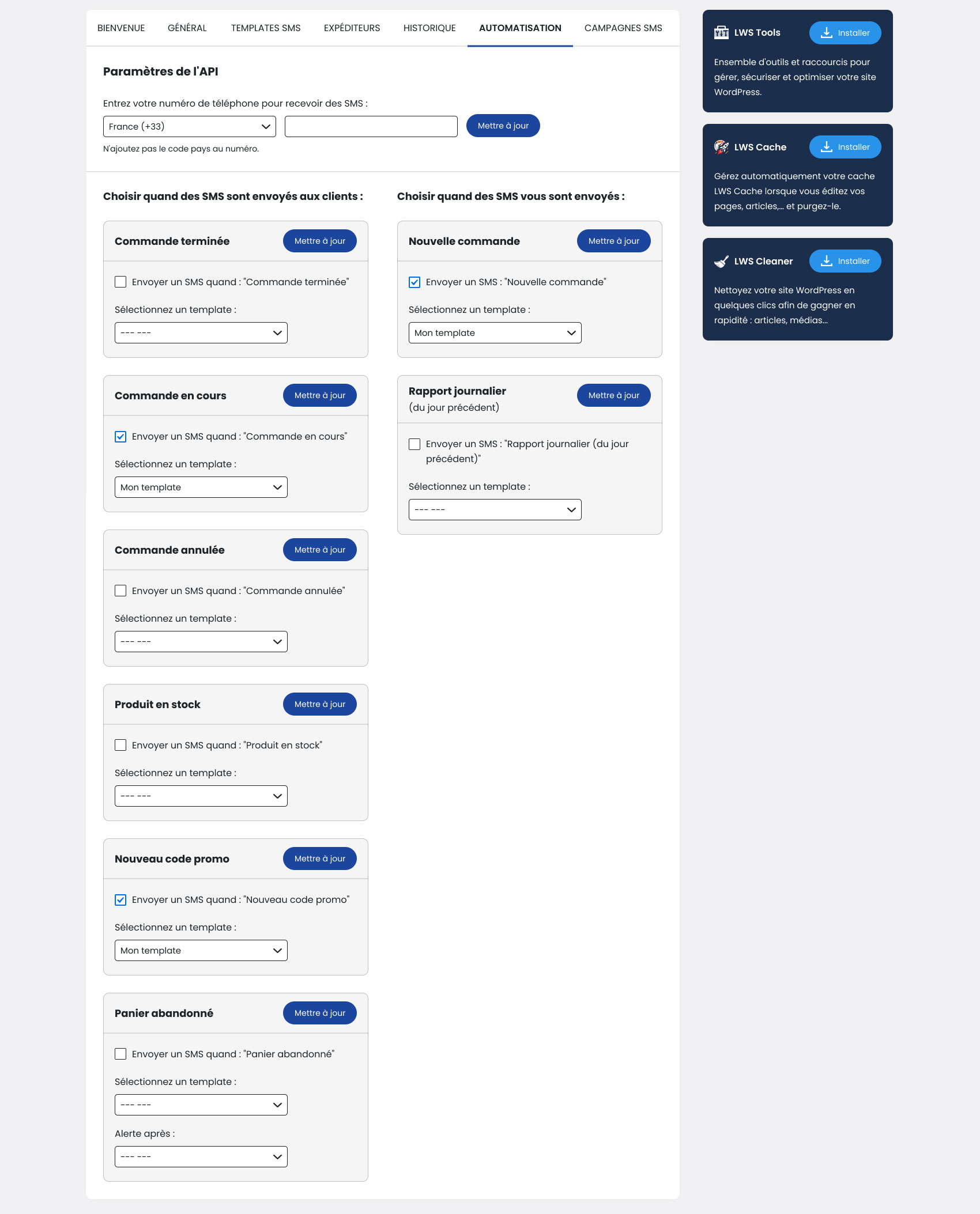 Automate sending with the SMS API